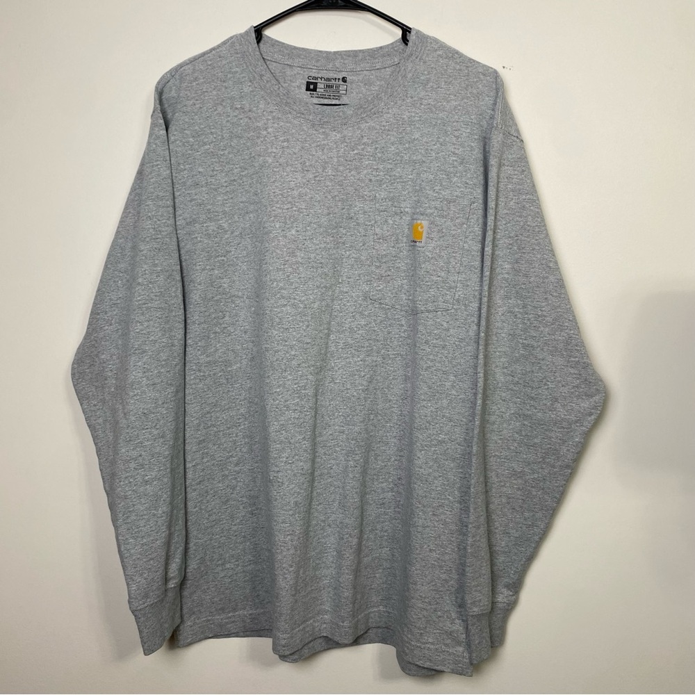 Men's Carhartt Loose Fit Heather Gray Long Sleeve Pocket Shirt Medium